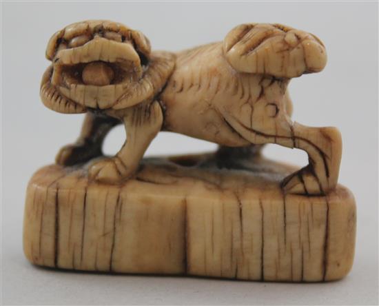 A Japanese ivory netsuke of a shi-shi, Edo period, 4.4cm